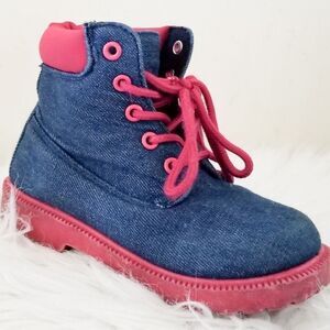 Trail River boot denim material and pink